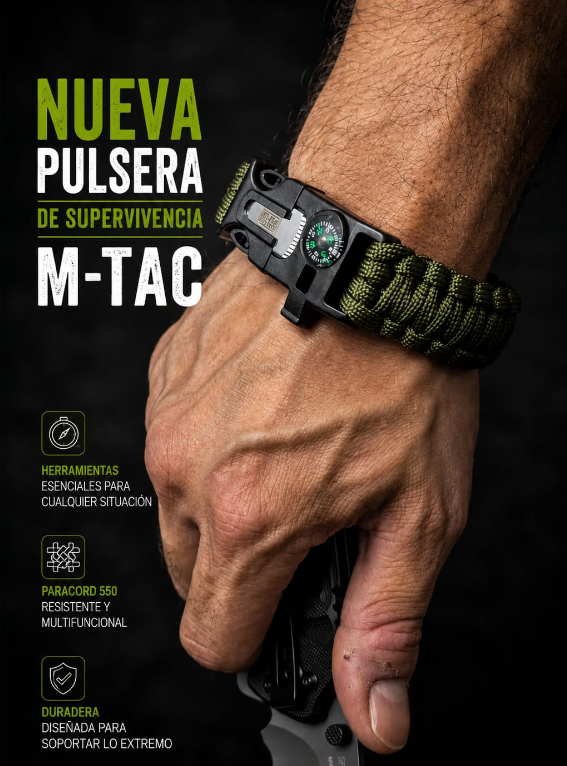 M-Tac Survival Paracord Bracelet with Compass Whistle (Set of 3) L